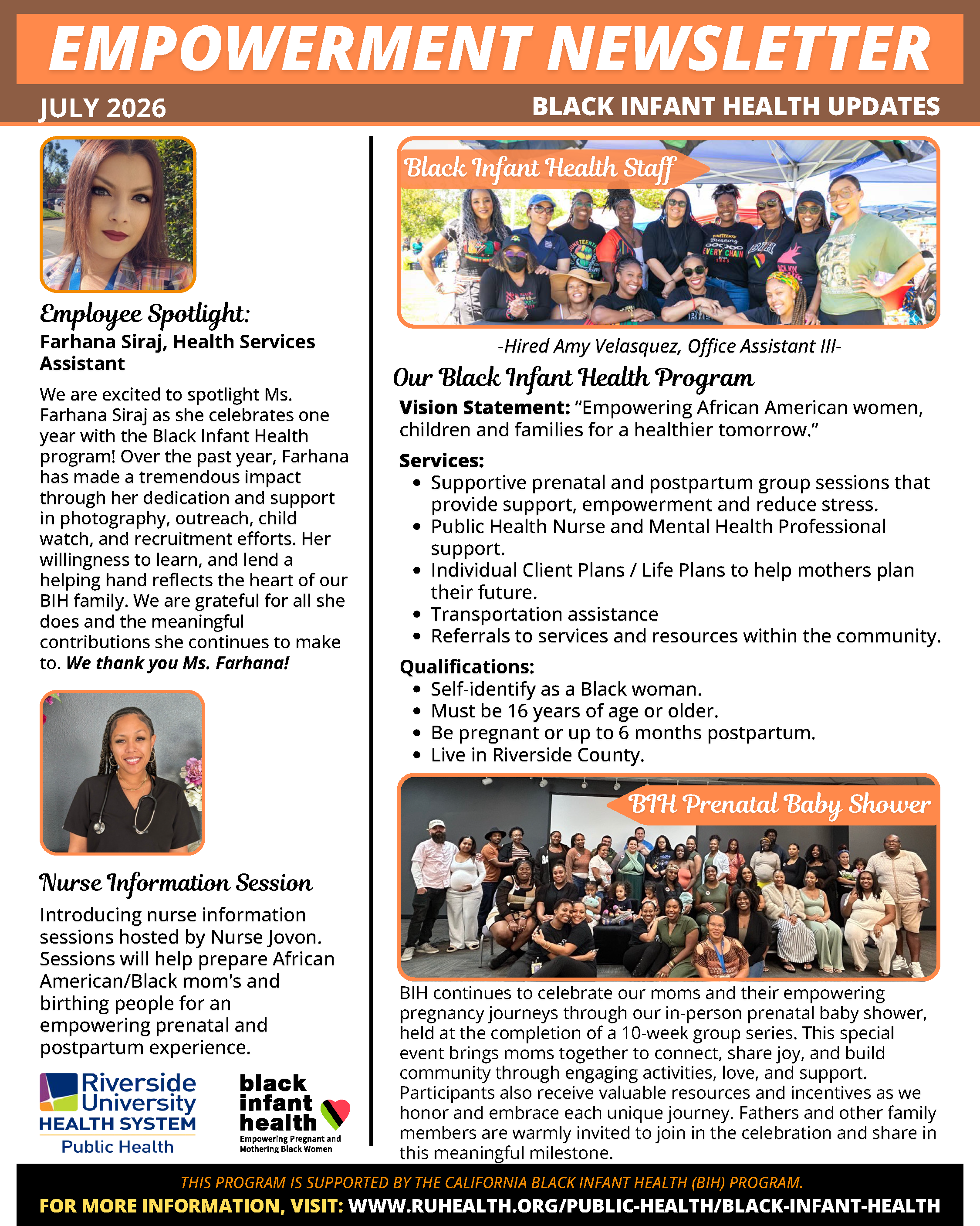 July 2026 Empowerment Newsletter - Black Infant Health Updates