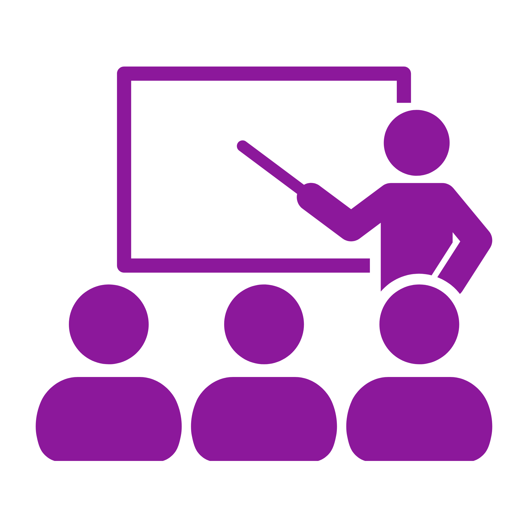 Icon image of a group of individuals in a class. 